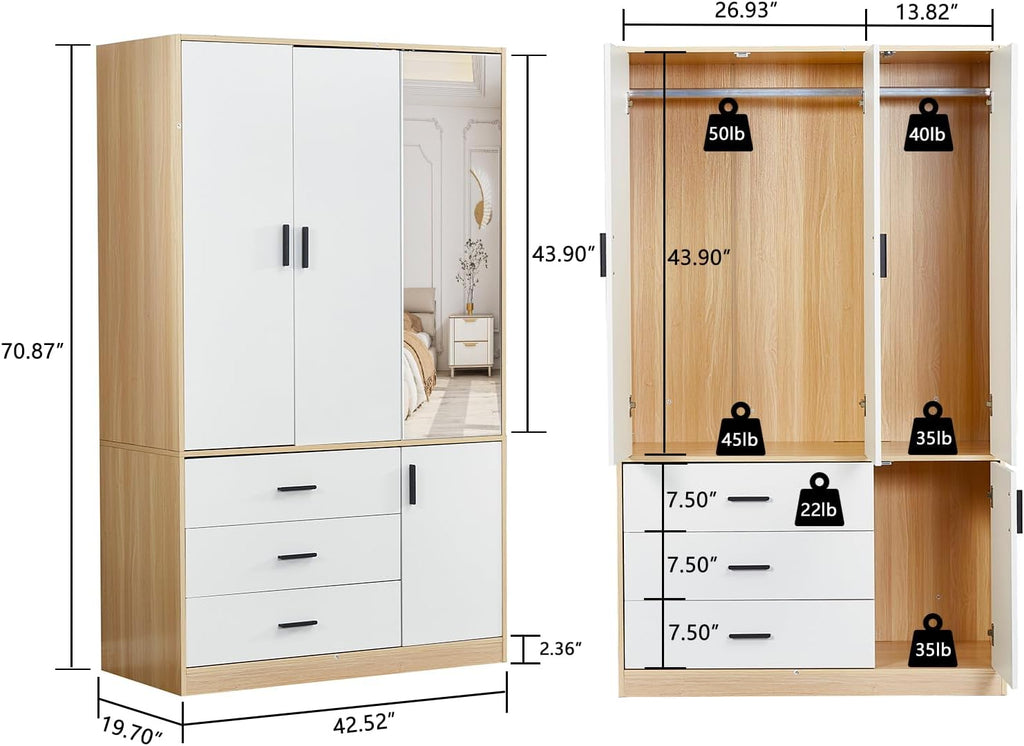 Wardrobe Closet with 3 Drawers and 2 Doors a7