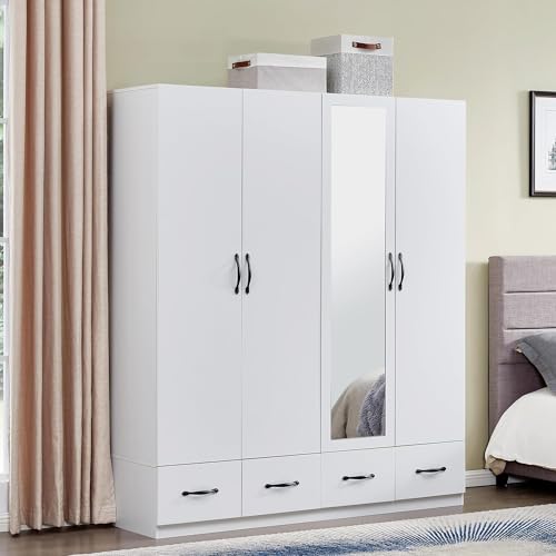 Wardrobe Cabinet with Storage Drawers and Hanging Rod 7k