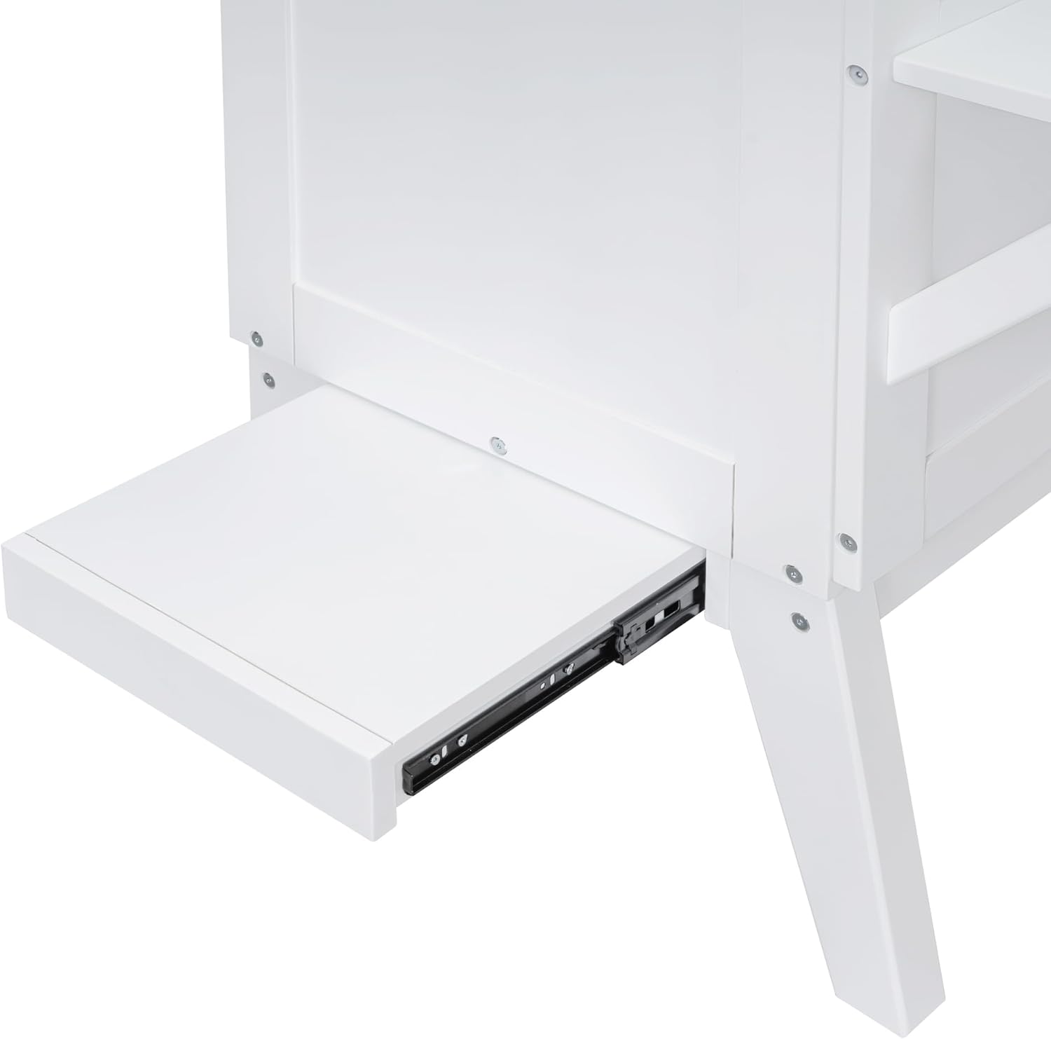 White Wooden Murphy Bed with Desk and Charging Station a7