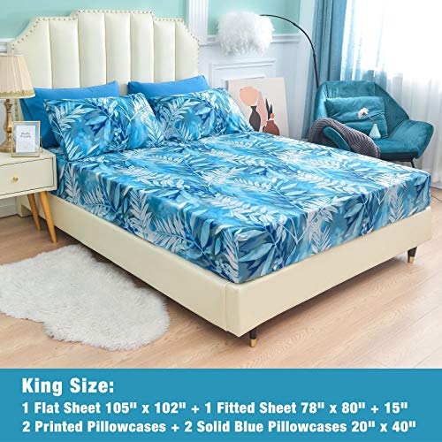 Mint Green Floral Sheet Set Queen 6 Piece Microfiber Deep Pocket k7