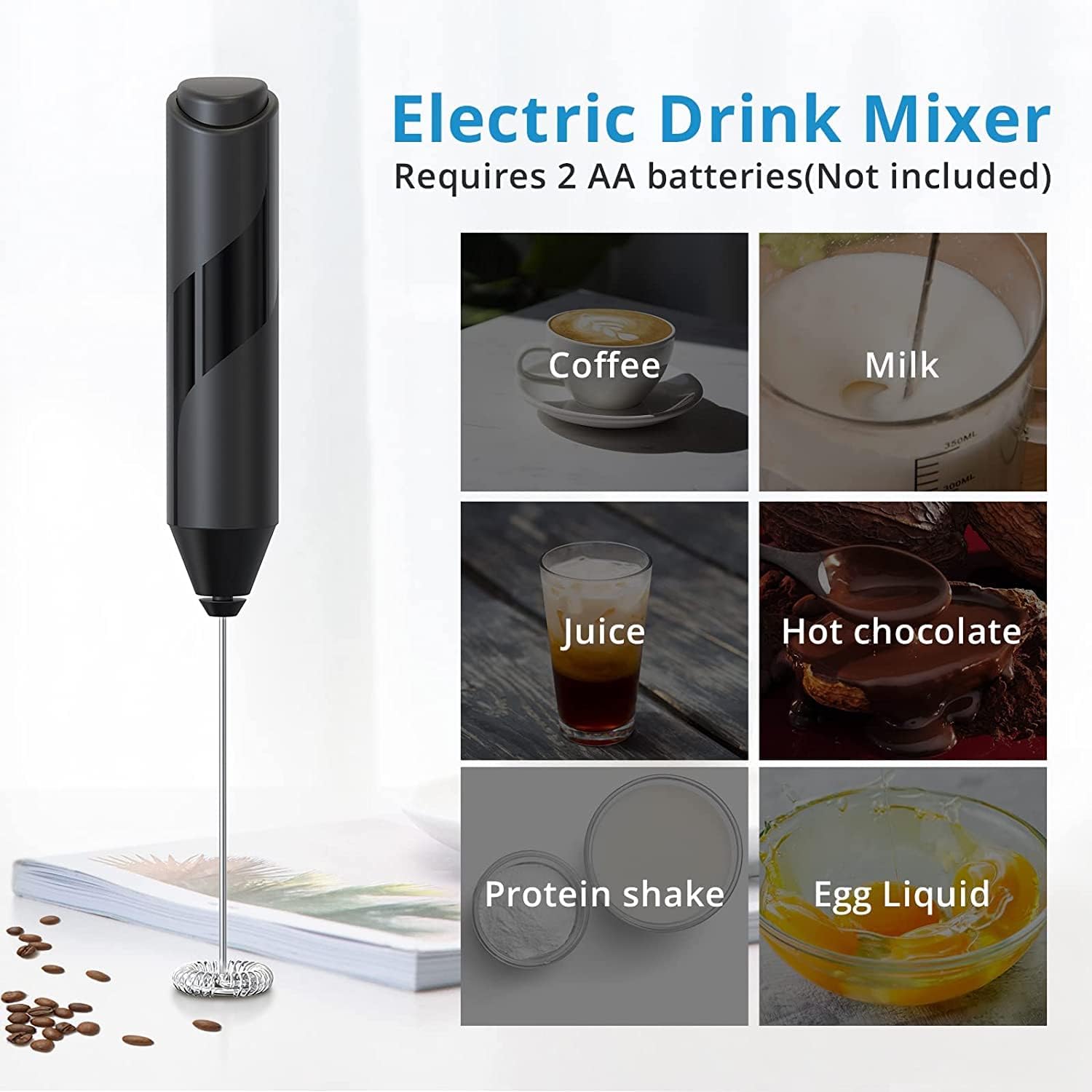 Milk Frother Handheld Electric for Latte Coffee Hot Milk a7