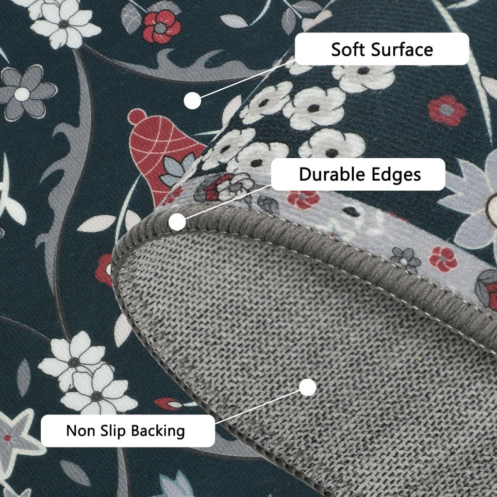 Moroccan Trellis Kitchen Rug Set of 3 Non Slip Floral Floor Mats k7q