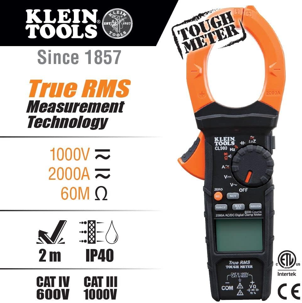 Clamp Meter, Auto Ranging TRMS, AC/DC 2000A, NCVT k7