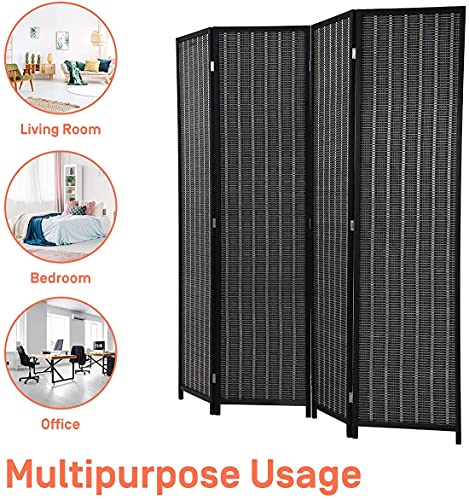 Room Divider 6 Panel Folding Screen Partition Black k7