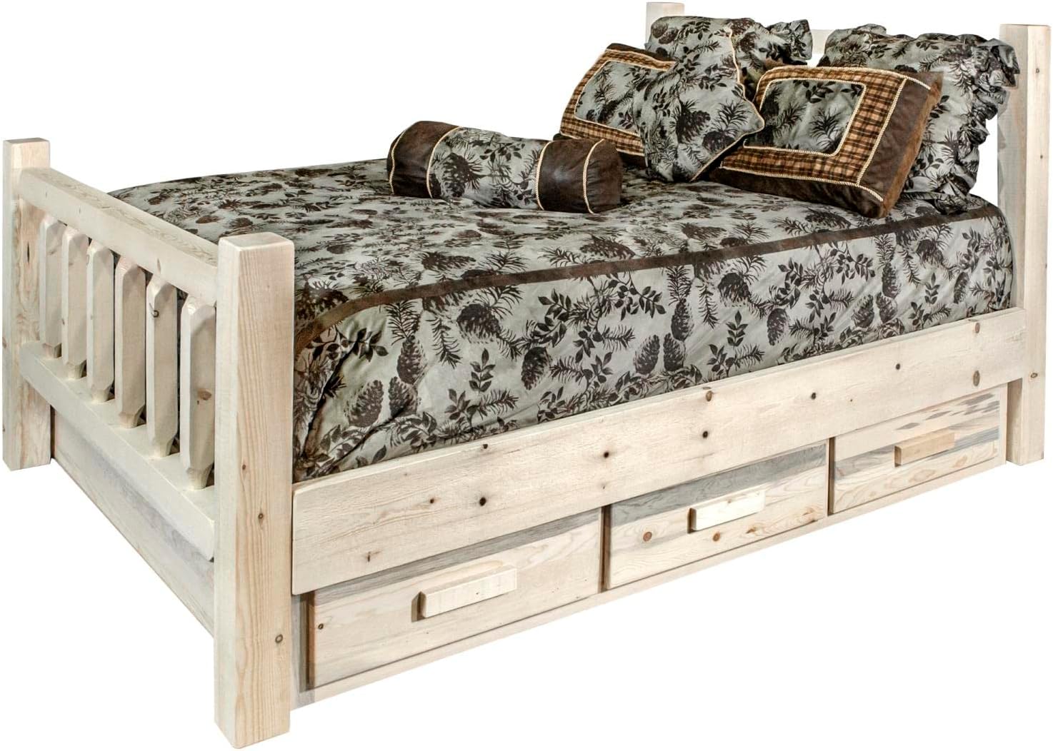 Twin Bed with Storage, Clear Lacquer Finish k7