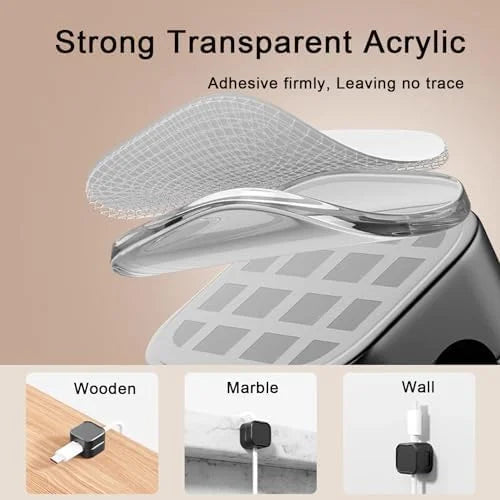 Magnetic Cable Clips Cord Organizer Black Self Adhesive Under Desk a7k