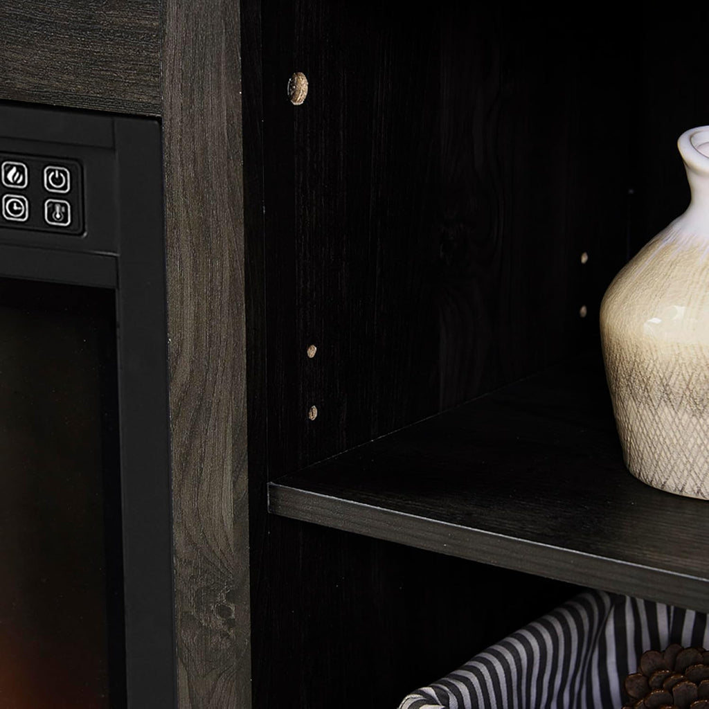 Electric Fireplace TV Stand for 65 Inch TV with LED Lights and Storage Drawers Charcoal Grey k7