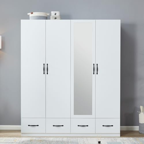 Wardrobe Cabinet with Storage Drawers and Hanging Rod 7k