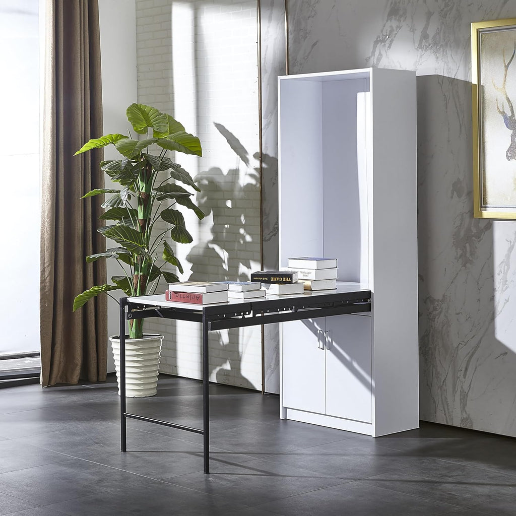 Wall Mounted Fold Out Desk with Storage White k7