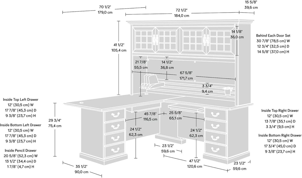 L-Shaped Desk with Hutch 7k