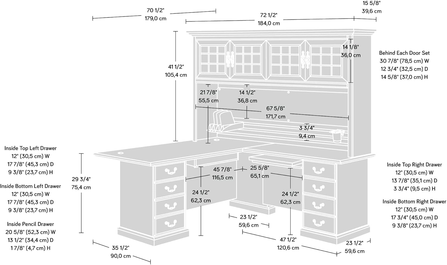L-Shaped Desk with Hutch 7k