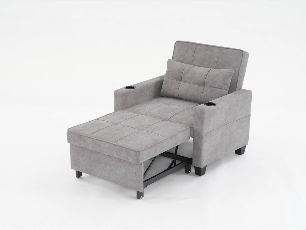 Convertible Sleeper Chair Bed 3-in-1 with USB Ports Light Grey a7