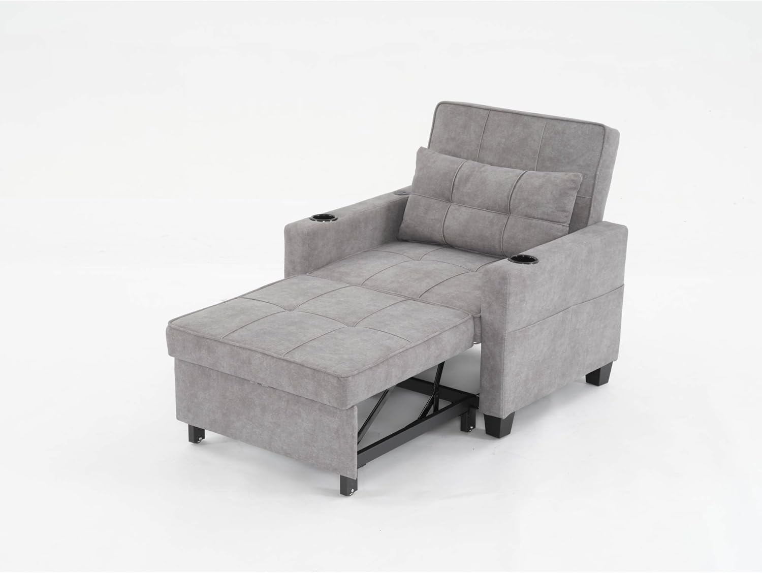 Convertible Sleeper Chair Bed 3-in-1 with USB Ports Light Grey a7