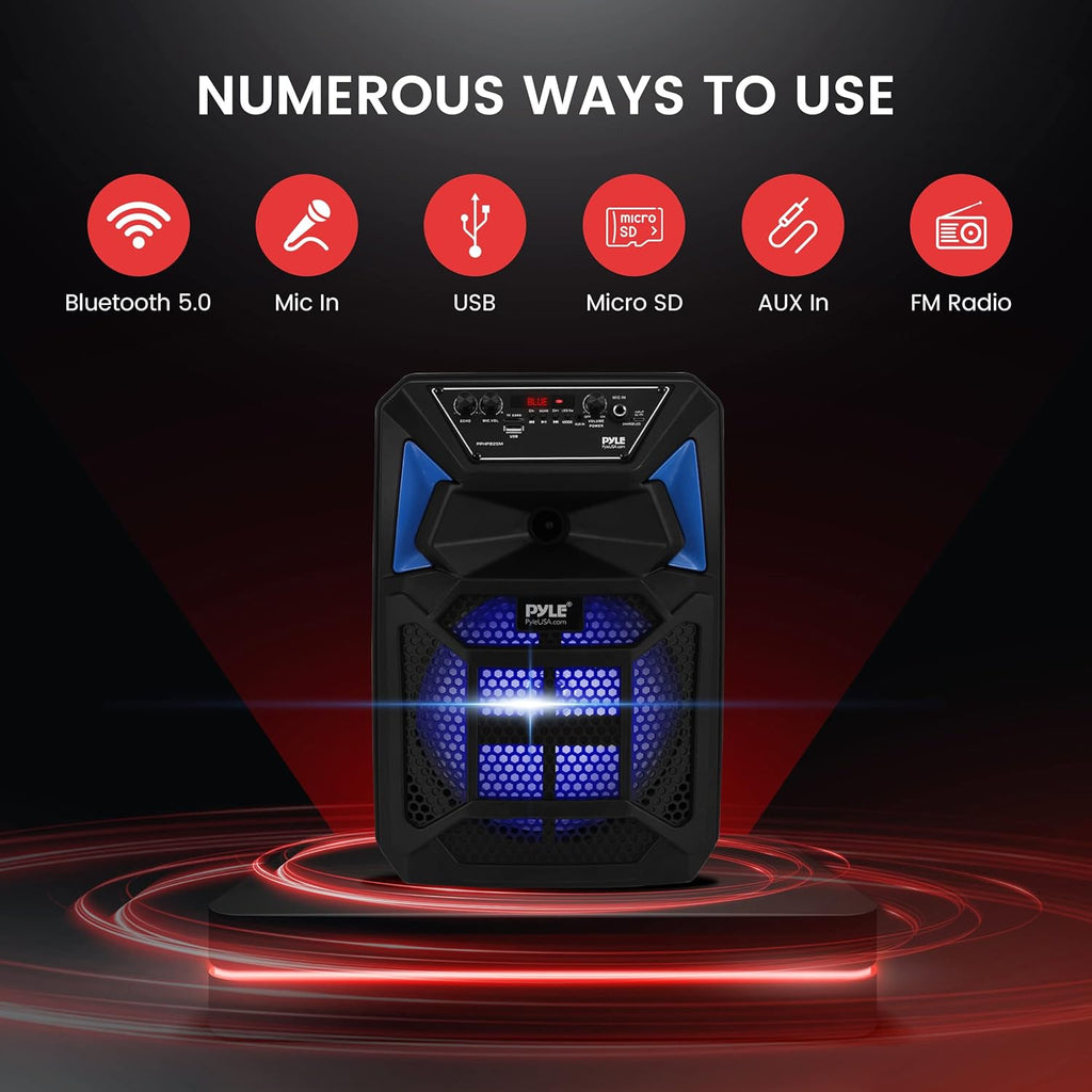 Pyle Portable Bluetooth PA Speaker System 400W Outdoor with Mic and Party Lights a7