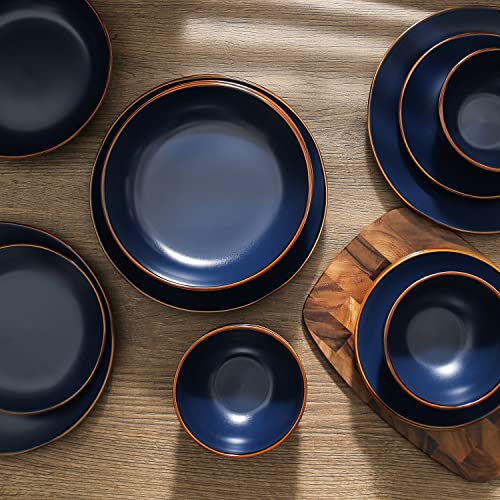 Stoneware Dinnerware Set for 8, Blue a7