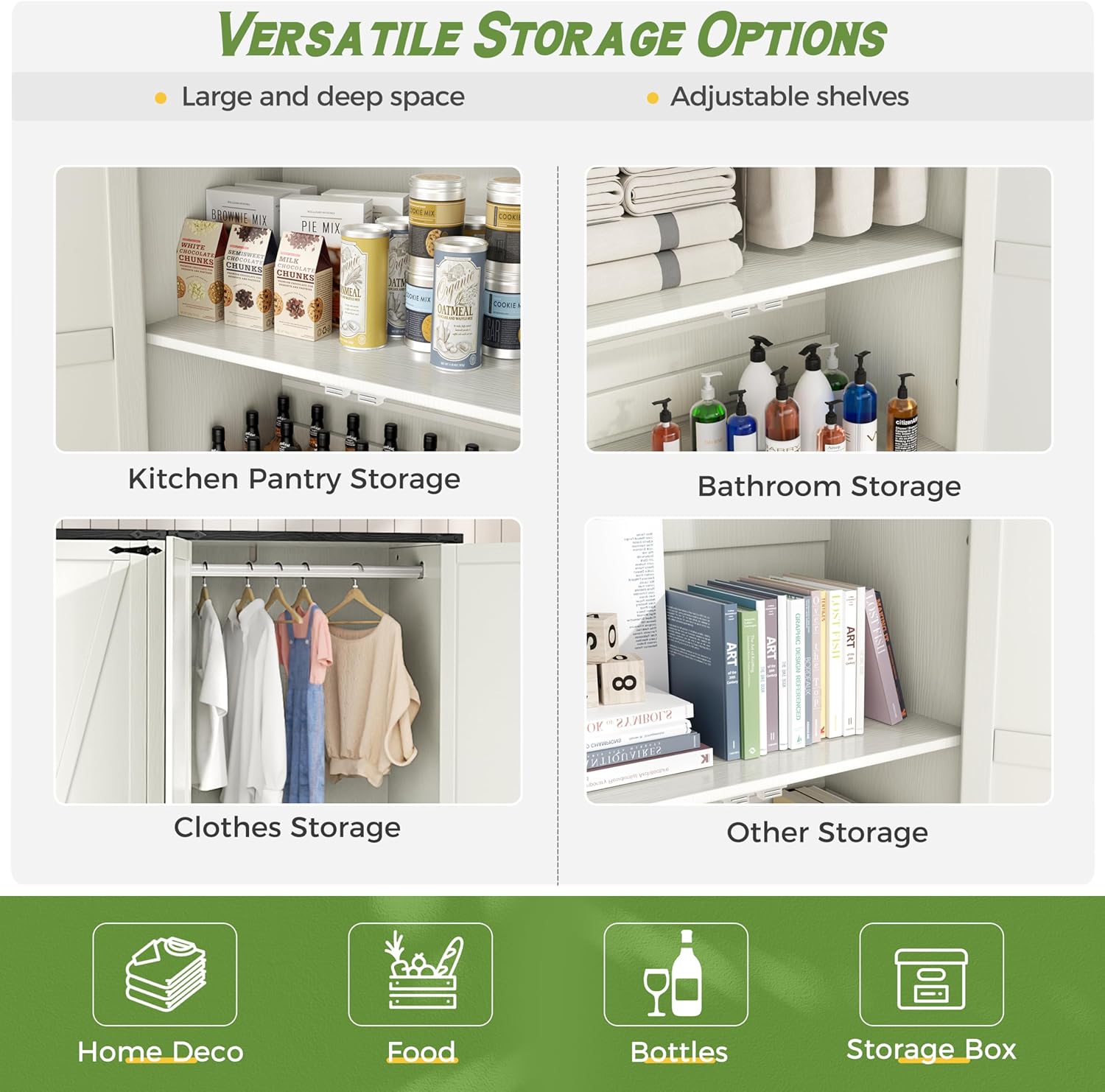 Wardrobe Cabinet with Doors and Hanging Rod, White, 72 Inch a7