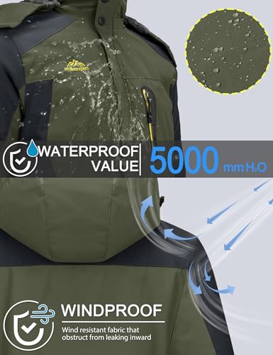 Men's Winter Ski Jacket Waterproof Snow Coat Fleece Lining Hooded k7m
