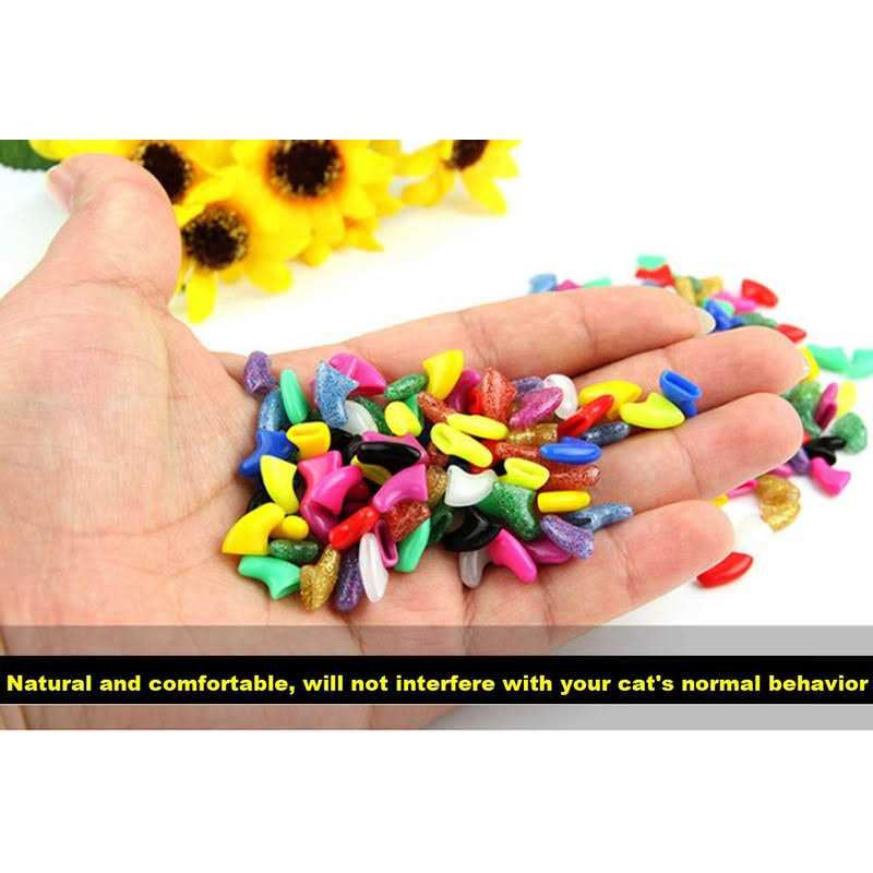 Cat Nail Caps Soft Claws Covers with Glue Applicators Medium a7