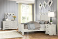 Roundhill Furniture Laria Wood Panel Bed with Dresser, Mirror, and Nightstand, Queen, Antique White