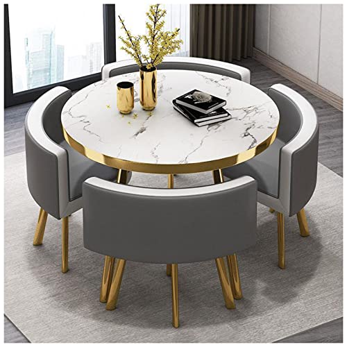 BMXRX Office Business Hotel Lobby Dining Table Set Lobby Furniture Home Dining Room Furniture Set 1 Table 4 Chairs Bedroom Set Furniture for Home & Kitchen, Living Room 80cm/31.5in C