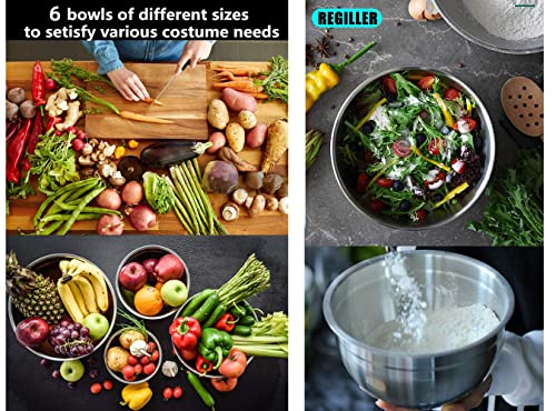 Stainless Steel Mixing Bowls with Airtight Lids, 6 Piece Nesting Set k7m