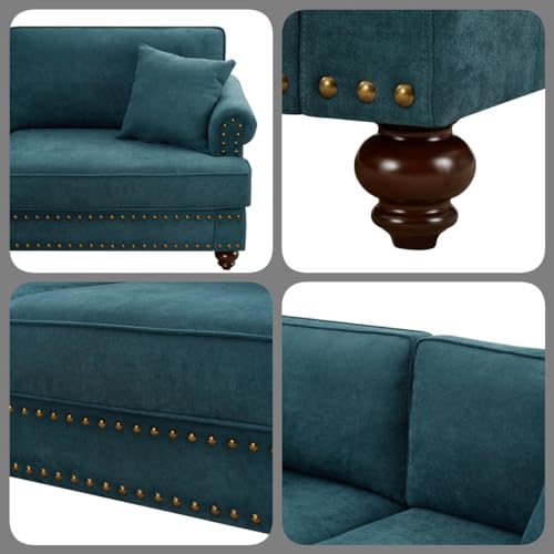 Green Fabric 3 Seater Chesterfield Sofa Tufted Couch q7k