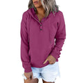 Sweatshirts for Women 2024 Fall Fashion Hoodies Long Sleeve Button V Neck Drawstring Pullover Casual Comfy Tops