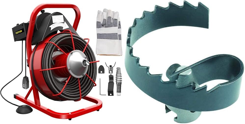 VEVOR Drain Cleaner Machine 75Ft x 1/2Inch and RIDGID 63025 T-209 2" Spiral Cutter