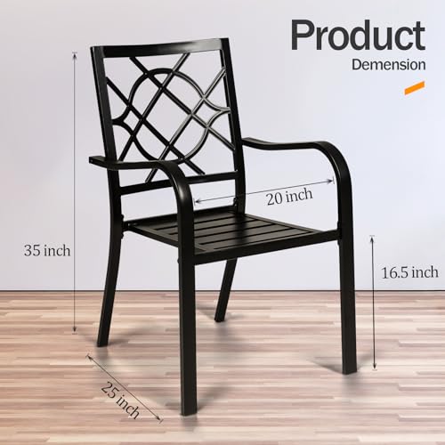 Outdoor Wrought Iron Patio Dining Set 4 Stackable Chairs 1 Table a7