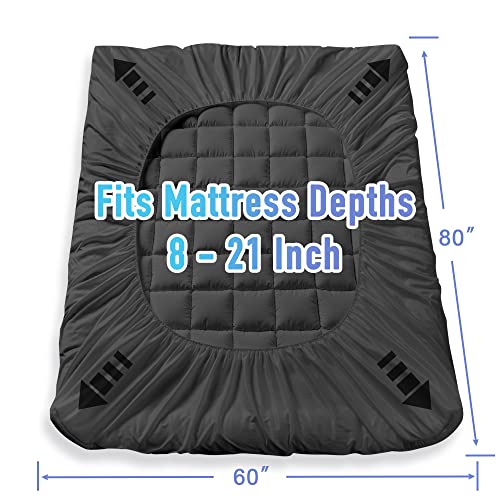 Twin XL Quilted Mattress Pad Cooling Breathable White a7