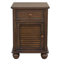 Sunset Trading Bahama Shutter Wood Nightstand, Felt Lined Drawer | Cabinet with Shelf, Tropical walnut
