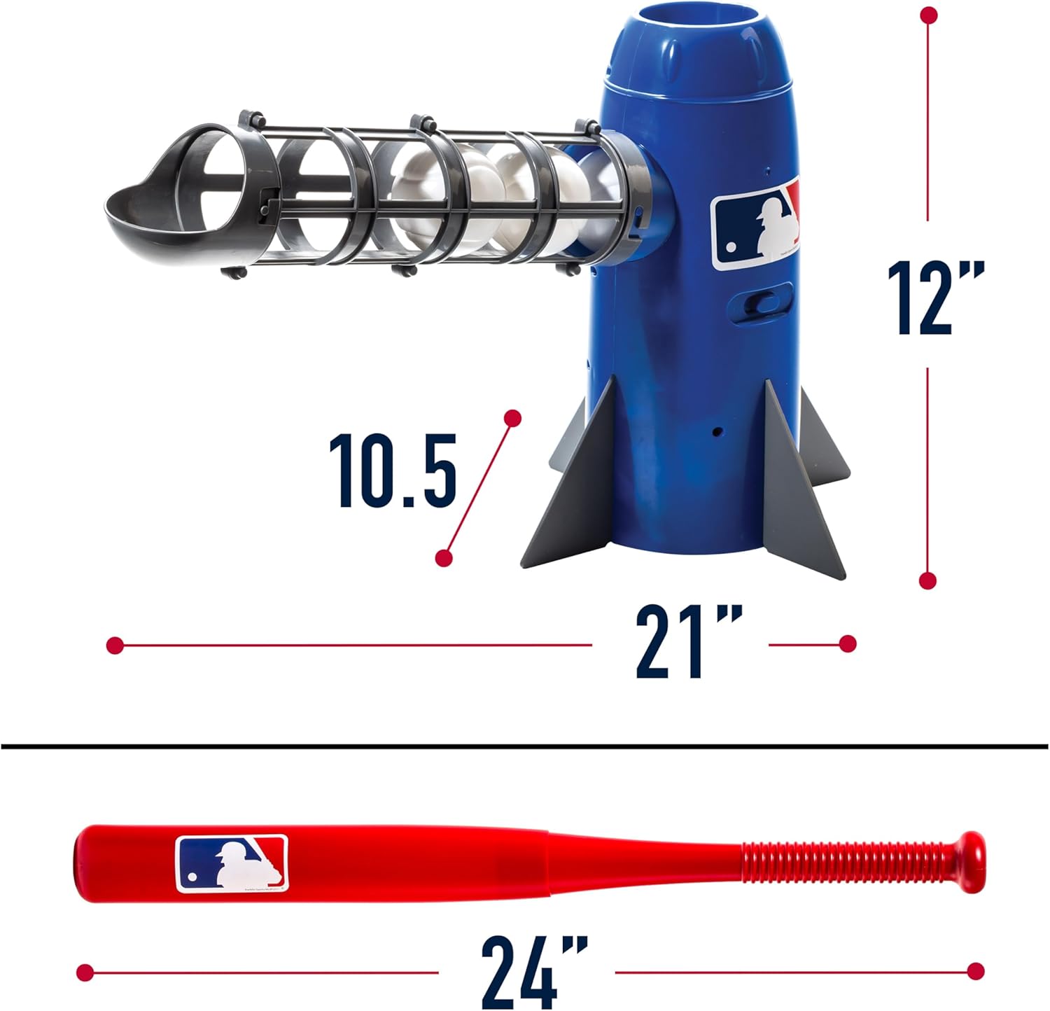 MLB Kids Pitching Machine Baseball Trainer with 5 Balls and Bat m7k