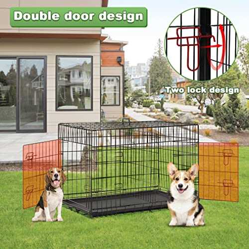 Dog Crate for Large Dogs Folding Wire Kennel Indoor Outdoor a7