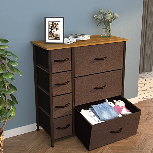Dresser with 7 Drawers & Fabric Storage Tower for Bedroom, Hallway, Nursery k7