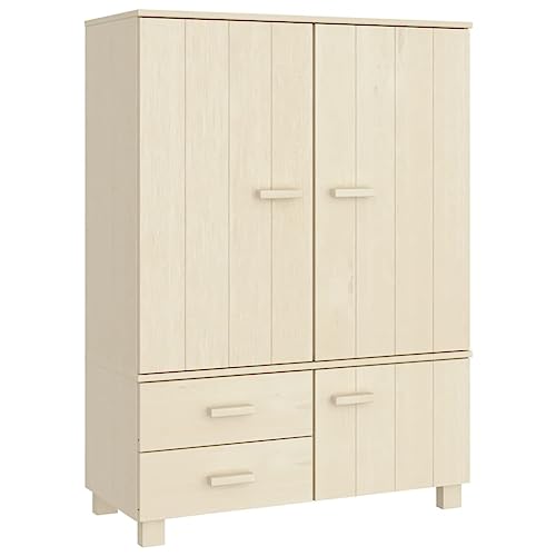 Solid Wood Pine Wardrobe with Storage for Coats and Shoes k7m