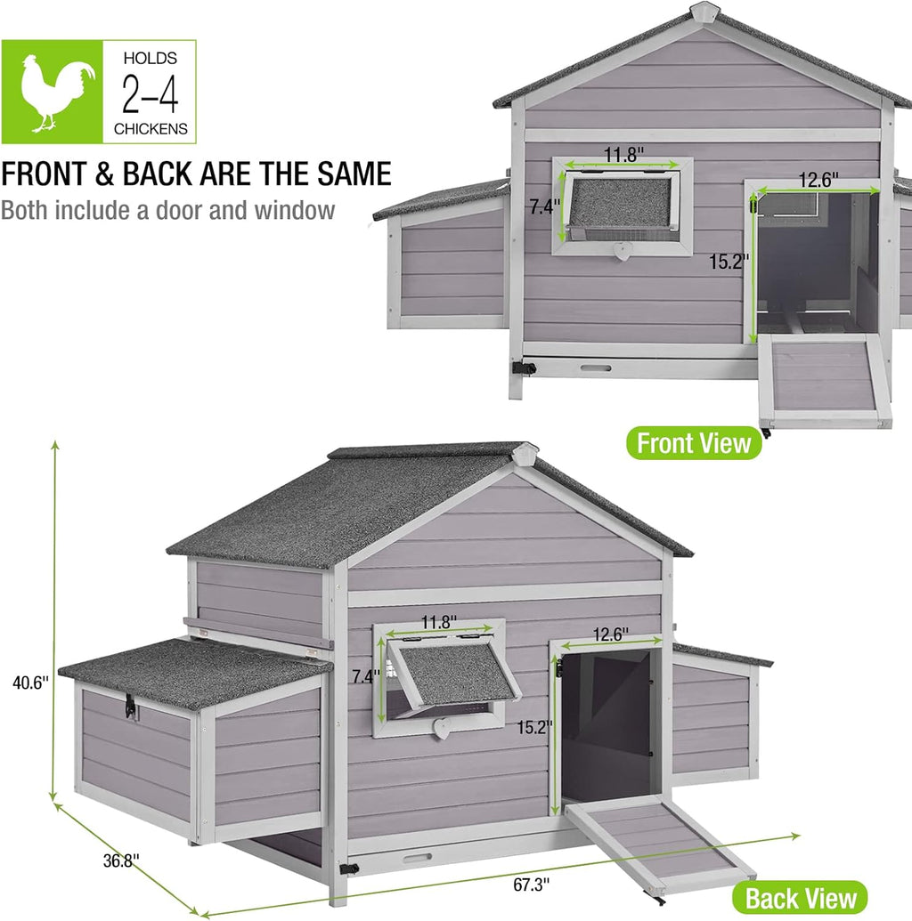 Chicken Coop Outdoor Poultry Cage Wooden Hen House with Nesting Box k7m