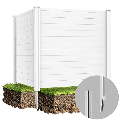 Outdoor Privacy Screen 2 Panels 48x49 Inch Freestanding Fence White k7
