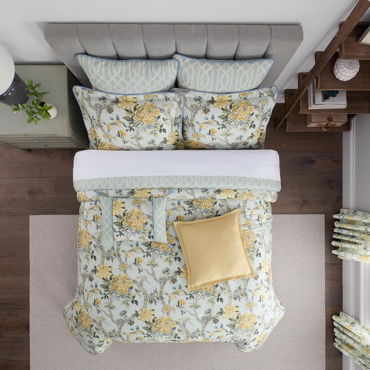 4 Piece Cotton Comforter Set Queen Blue k7m
