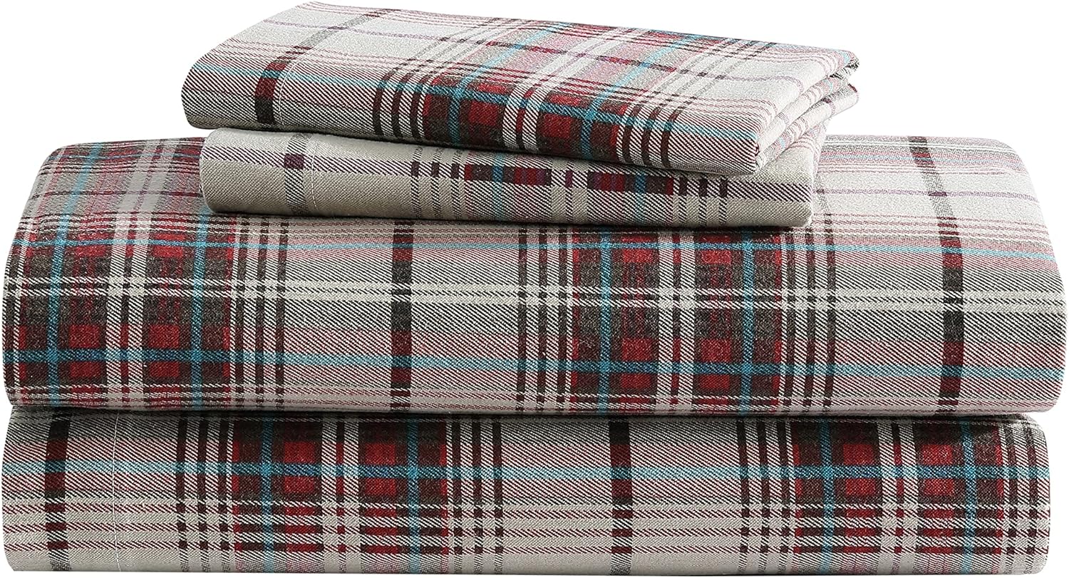 Queen Flannel Cotton Sheets Set Brushed Softness Cozy7k