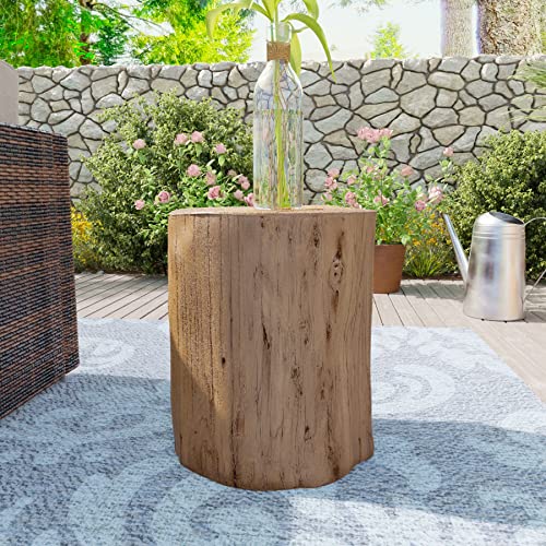 Rustic Stump Side Table Light Grey Wood-Look End Table k7m