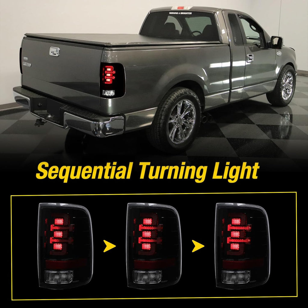 LED Taillights for 2004-2008 Ford F-150 Styleside Black Smoke Lens k7q