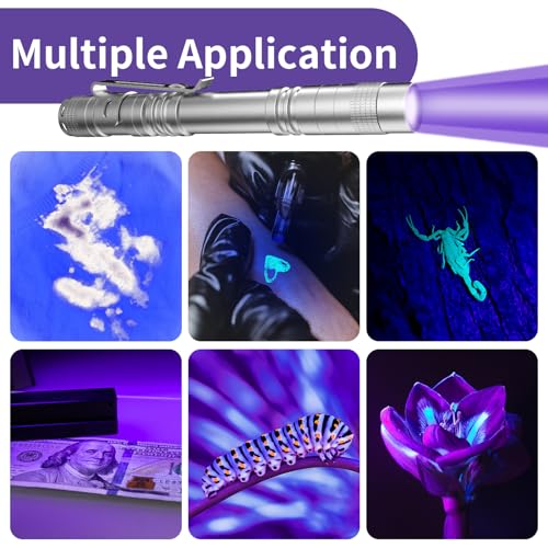UV Black Light Flashlights 4 Pack 395nm Mini Pen Lights with Clip a7