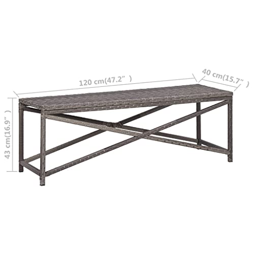 Patio Bench Shower Bench Ottoman Decorative 47.2in Poly Rattan Brown k7