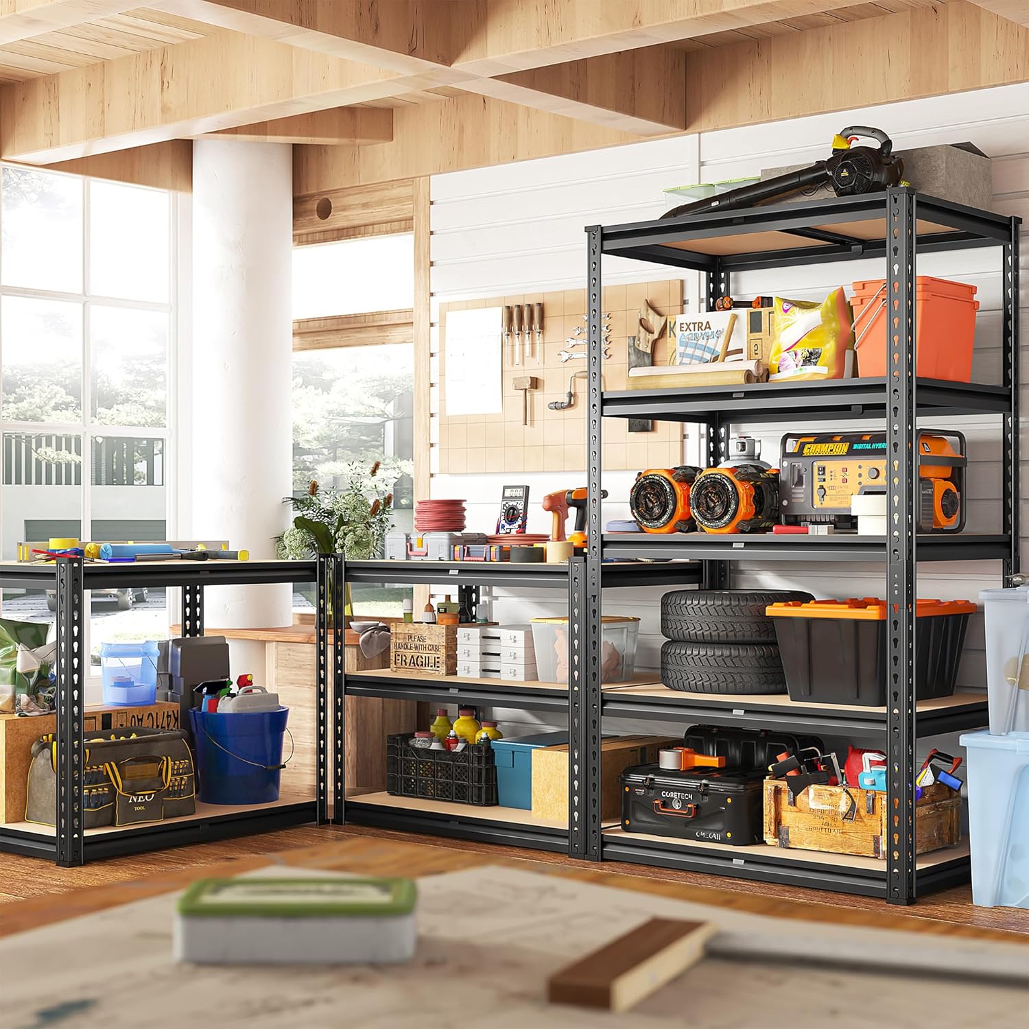 Garage Shelving 5 Tier Heavy Duty Adjustable Metal Storage Rack 60H x28W x14D k7