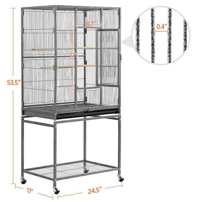 Metal Bird Cage with Rolling Detachable Stand a7