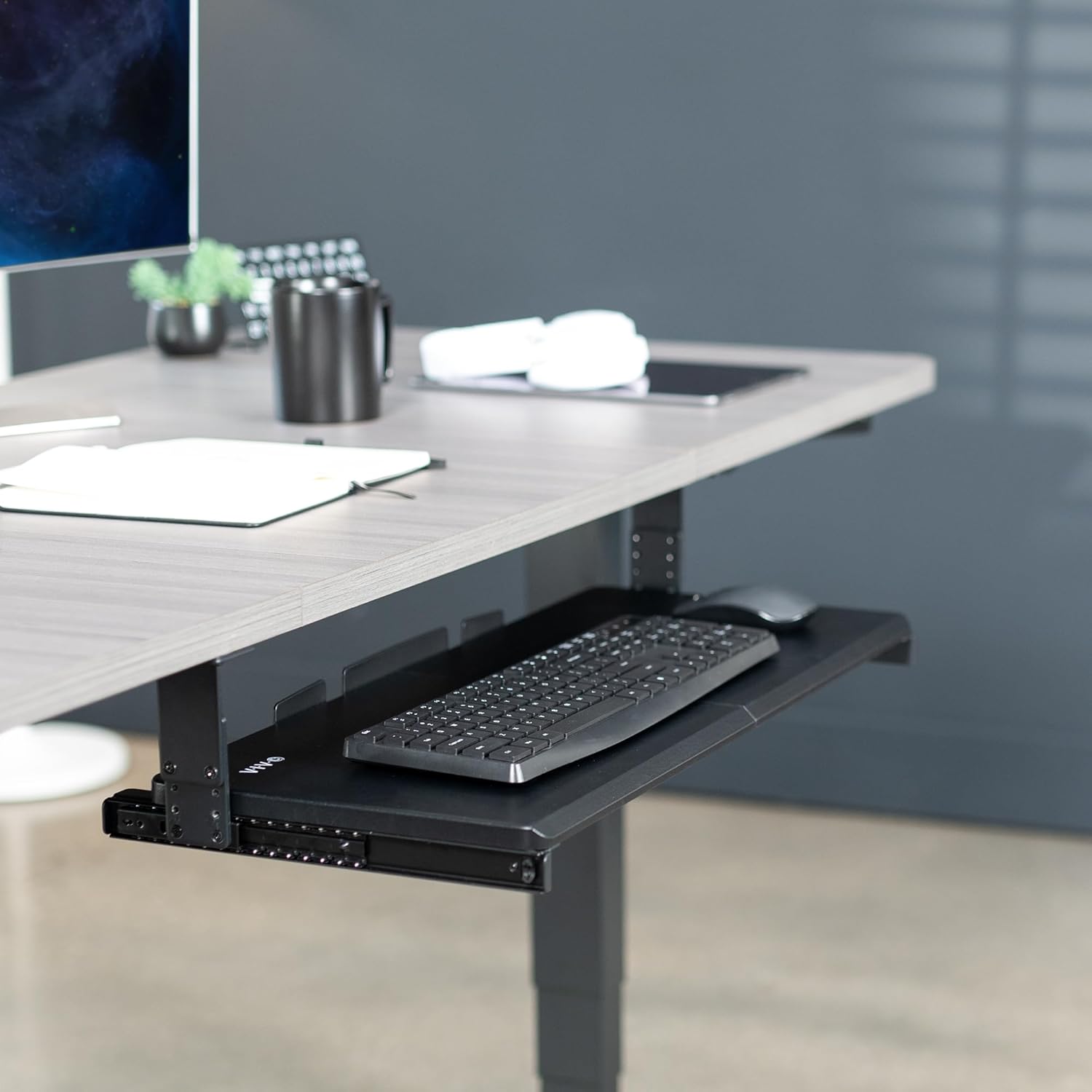 Adjustable Under Desk Keyboard Tray 27x11 Slide-Out Platform Black k7