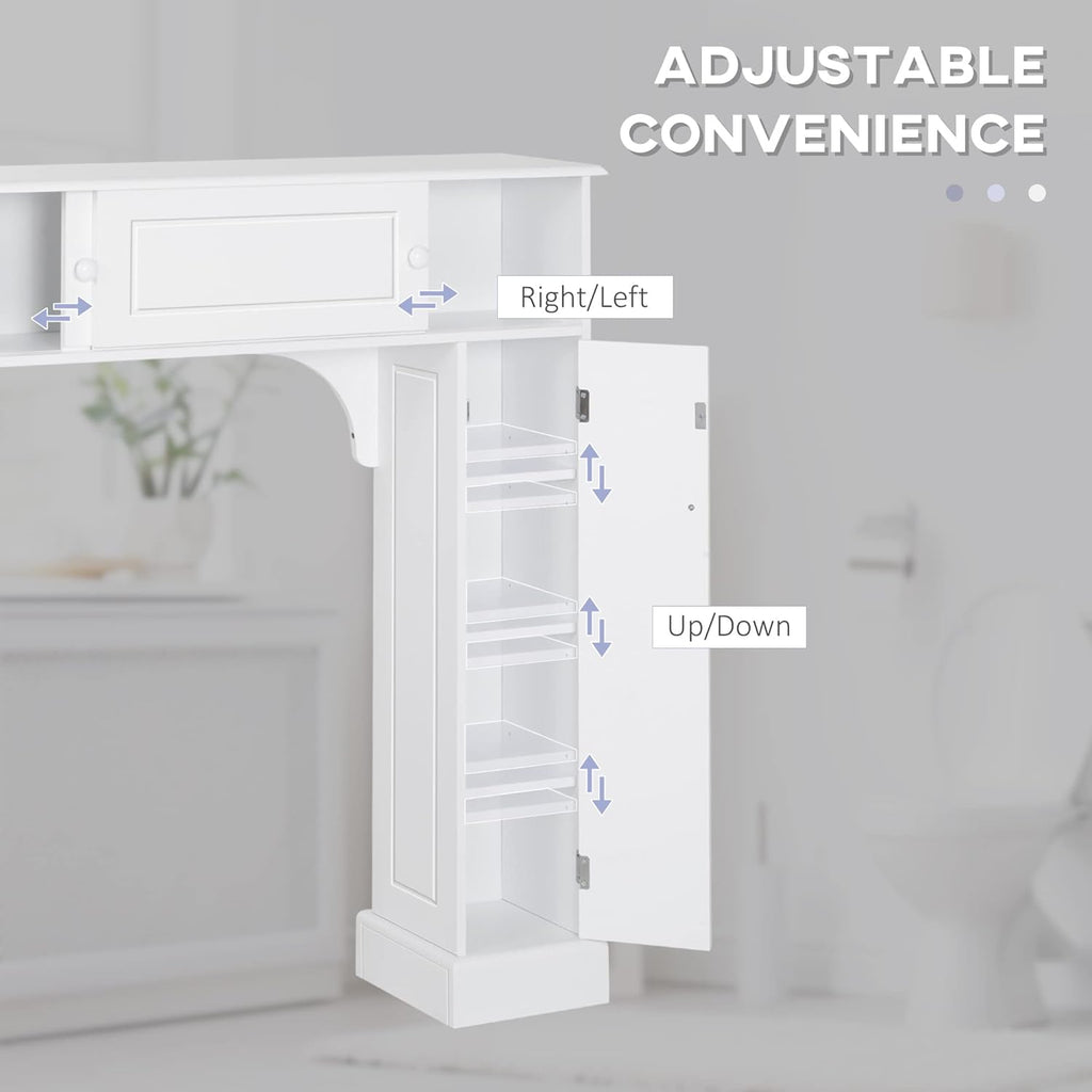 Bathroom Over Toilet Storage Cabinet with Adjustable Shelves White k7p