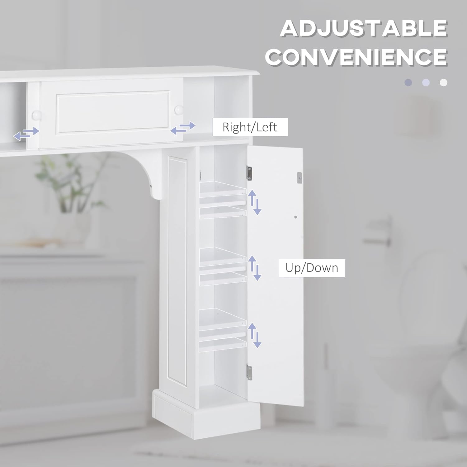 Bathroom Over Toilet Storage Cabinet with Adjustable Shelves White k7p