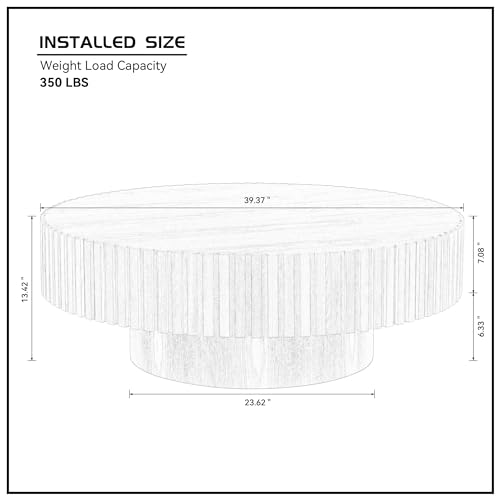 Round Fluted Coffee Table Solid Wood Walnut a7