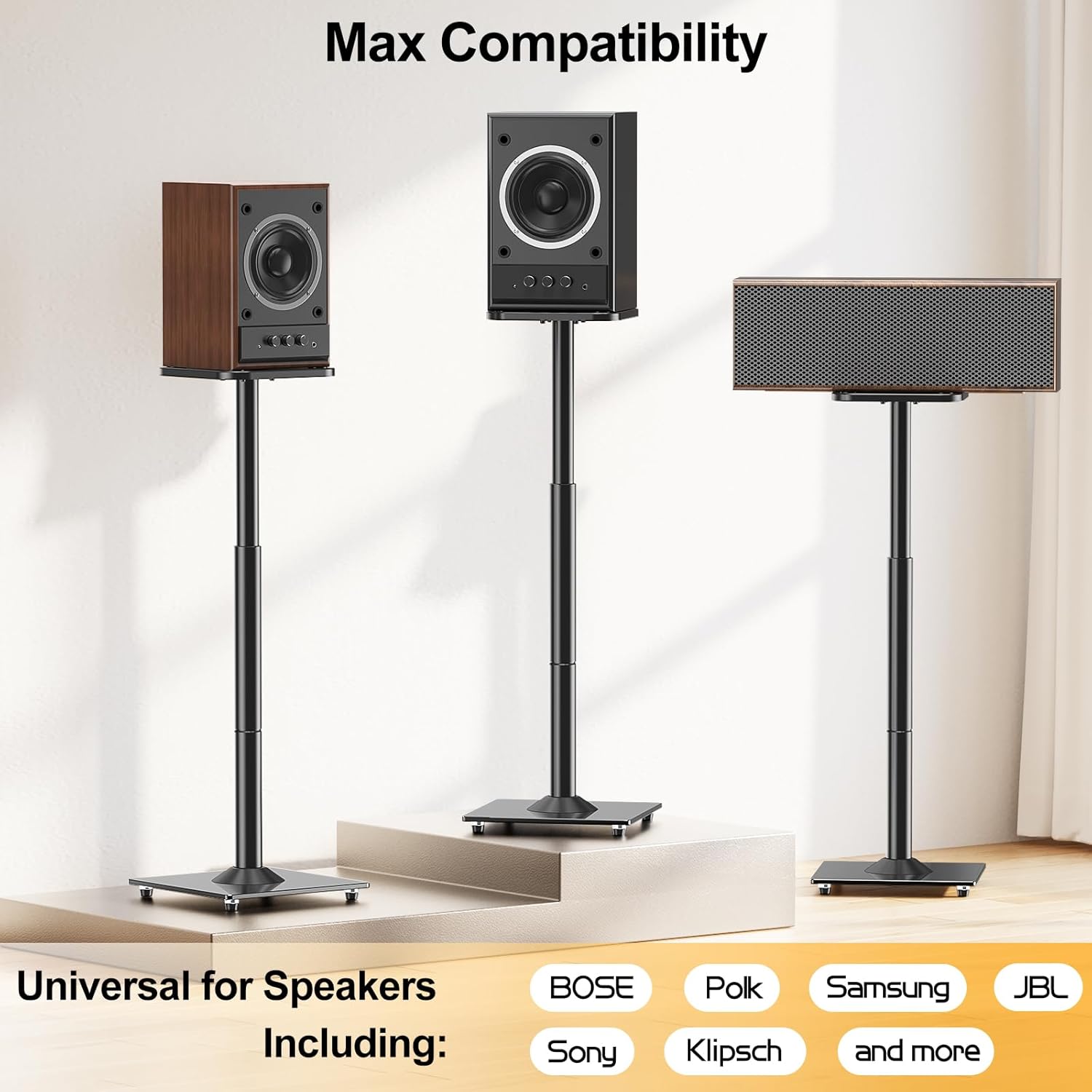 Speaker Stands Height Adjustable 28-37.4 for Bookshelf Studio Speakers Pair k7m